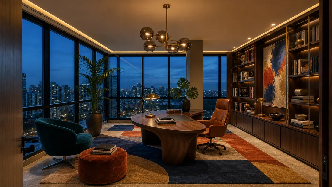 Escritório contemporâneo decorado por IA