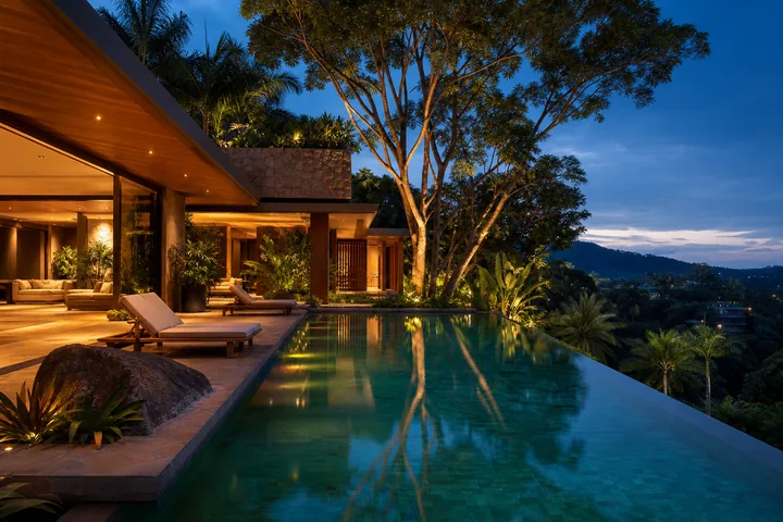 Residência de luxo com piscina de borda infinita